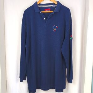 PIVOT RULES Vintage Men's Textured Long Sleeve Polo Shirt